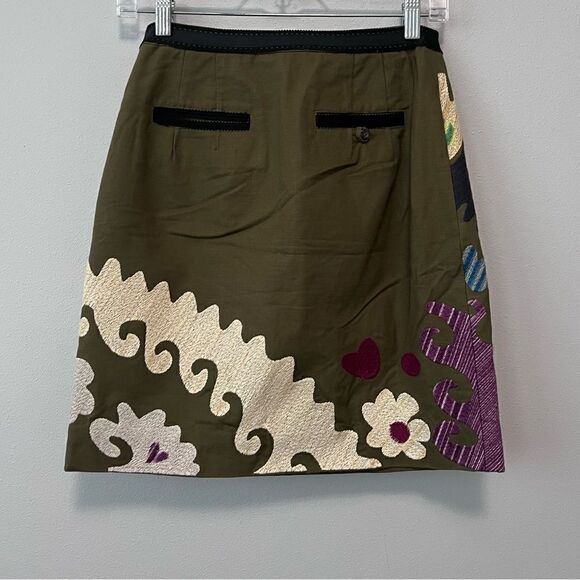 Anthropologie Vanessa Virginia Embroidered Floral Tulipa Skirt Size 2 - Picture 4 of 9